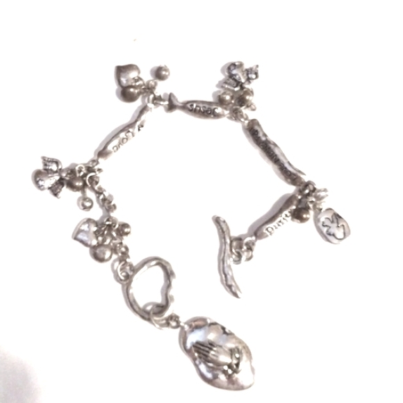VINTAGE RELIGIOUS INSPIRATIONAL DANGLE CHARM SILVER-TONE TOGGLE CLASP 8"BRACELET - Picture 7 of 10